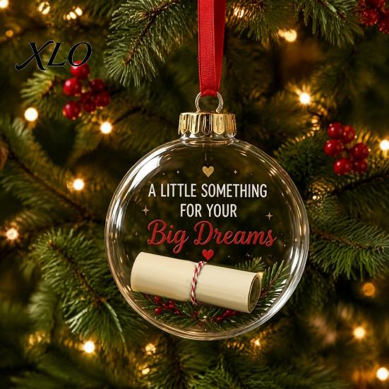 Hanging Acrylic Ball Clear Fillable Christmas Ball, DIY Transparent Ornament for Xmas Craft Balls Tree, Holiday, Wedding, Party, Home Decoration