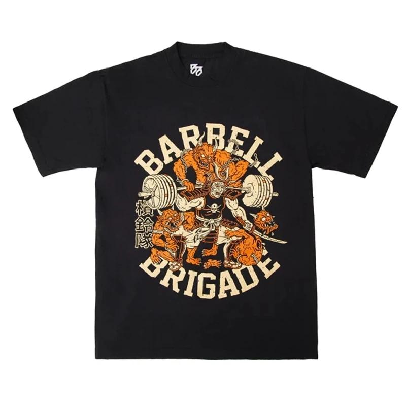Мужская футболка оверсайз Barbell Brigade, хлопковая, с круглым вырезом, с коротким рукавом, для фитнеса, летняя, для спорта, джоггеры, для тренажерного зала, для бега, для тренировок