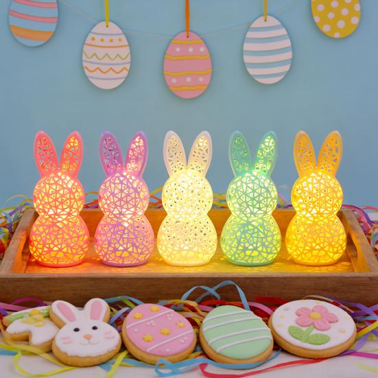 3D Printed Rabbit Lamp Hollow Bunny Night Light for Kid's Room Bedroom Nursery Easter Party Table