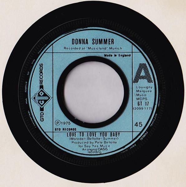 7-дюймовая пластинка DONNA SUMMER Love To Love You Baby GT17 GTO 1975 UK SoulFunk Б/у