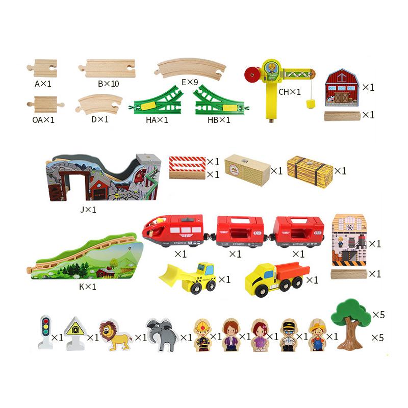 Деревянная Железная Дорога Шахта Кран Карусель Коллекция Деревянная Железная Дорога Электрический Магнитный Поезд Совместим с Деревянной Рельсой Подарок Мальчику G6