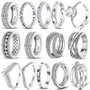 Women Silver Finger Rings for Women Original 925 Sterling Silver Cocktail Ring Geometric Cubic Zircon Heart Wedding Jewelry