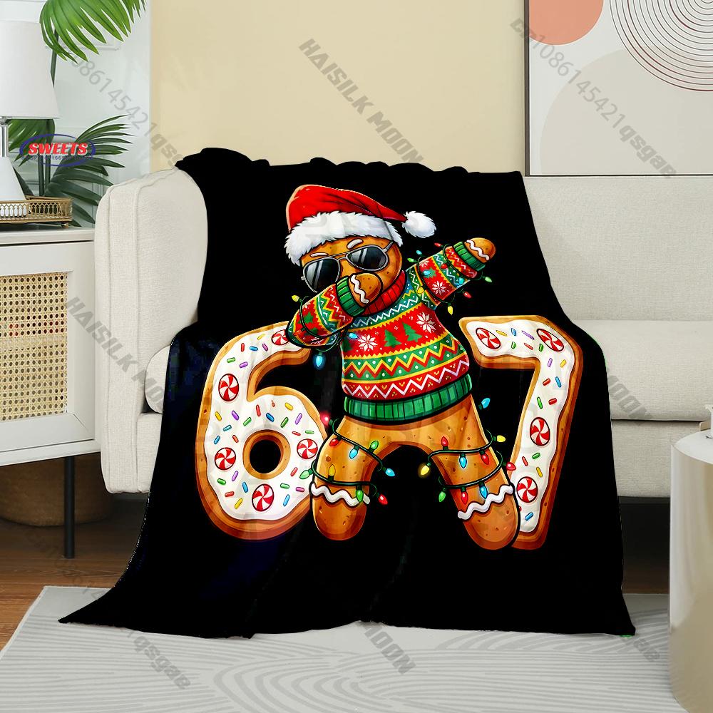 Cute Bruh 6 7 Six Seven Cartoon Soft Flannel Fluffy Throw Home Camping Blanket for Children Sofa Throw Thin Blanket Fashion Gift