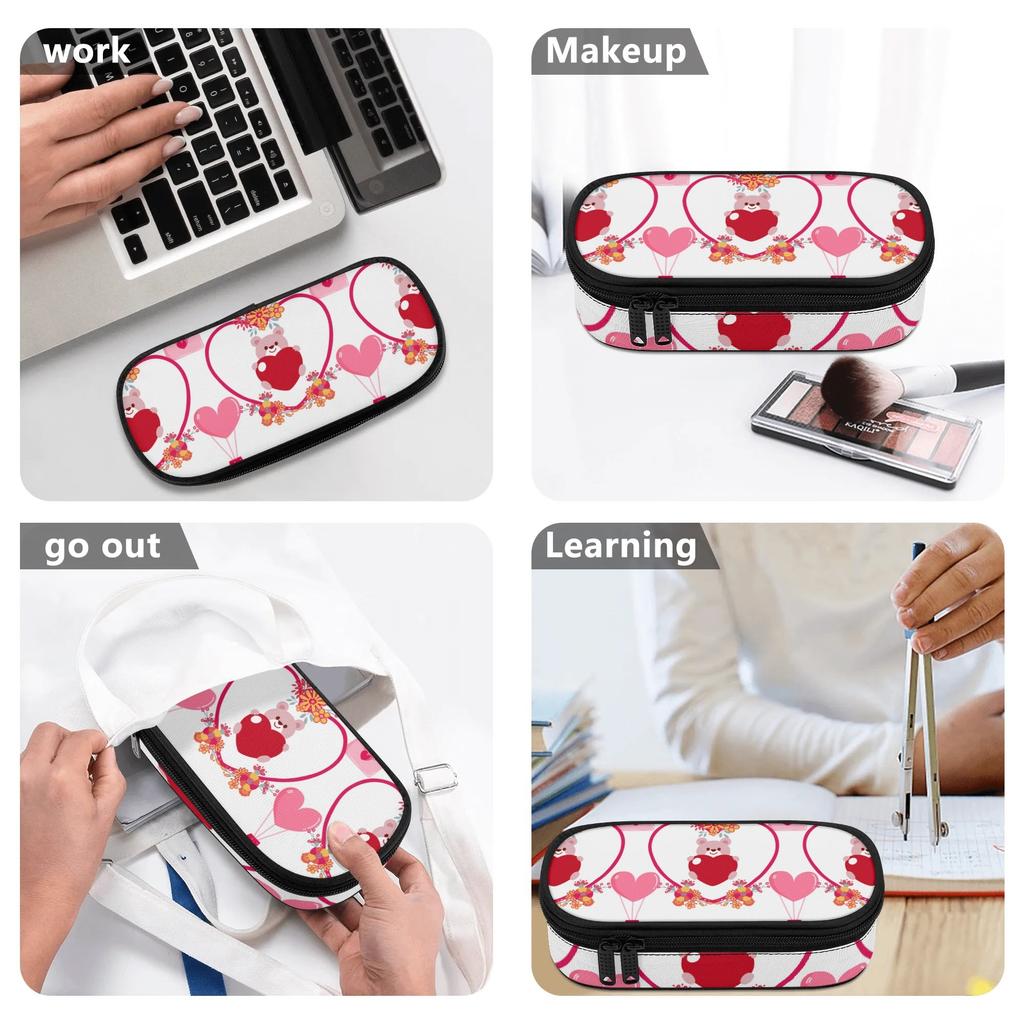 Pen Case High Capacity Easy Open Zipper Strong Polyester Fabric with Main Compartment Mesh Pocket and Pen Slots for Everyday Study