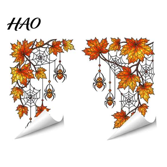 Transparent Vine Patterns for Windows 2Pcs Stained Glass Style Window Film, Hanging Stickers, Christmas Weather Resistant Decals Halloween Static