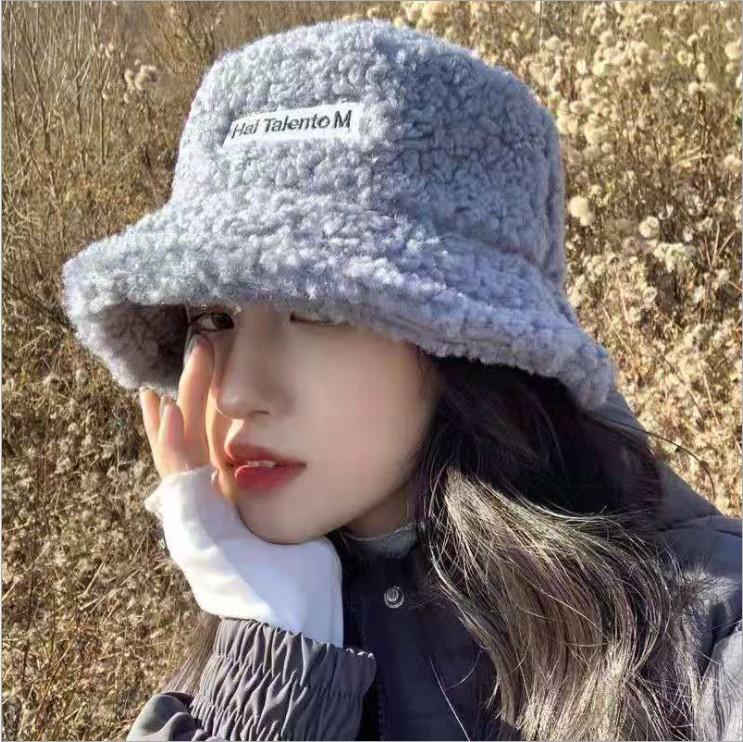 Faux Fur Winter Bucket Hat Women Korean Thickened Warm Wool Hats Bob LADY Panama Outdoor Hiking Fisherman Hat