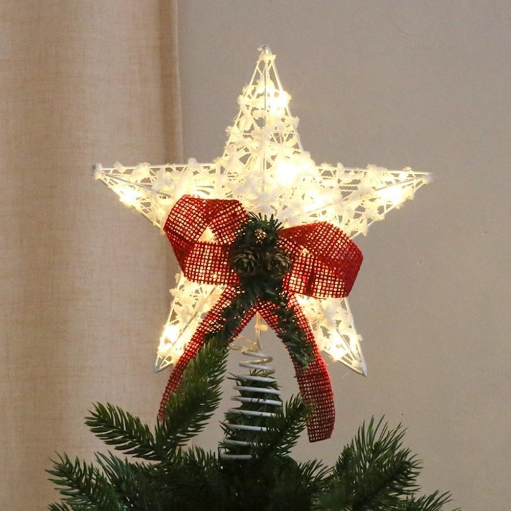 3D Glitter Star Christmas Trees Topper Iron Glowing Tree Topper Home Xmas Tree Ornament