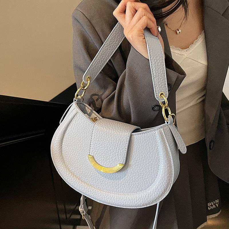 Новая высококлассная темпераментная сумка-седло с узором личи, женская нишевая повседневная универсальная модная сумка-мессенджер в зарубежном стиле