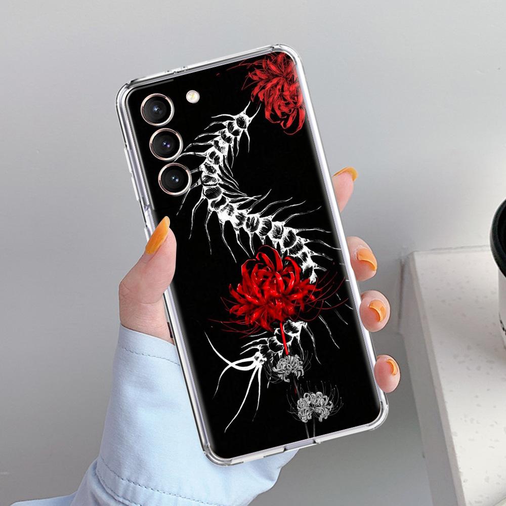 Чехол для телефона Samsung Galaxy S26 S25 S24 S23 S22 Ultra S20 S21 FE 5G Plus Мягкий прозрачный чехол Токио Красная лилия