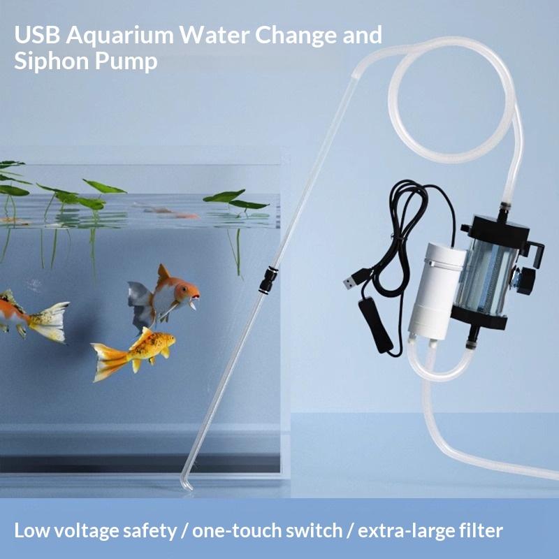 1 Set USB Powered Low Noise Aquarium Pump Portable 280GPH Aquarium Water Changer Fish Tank Cleaning For Aquarium