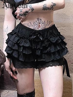 AltGoth Mall Goth Лолита кружевные шорты женские эстетические милые шорты в стиле пэчворк с милым бантом Y2k E-girl эмо альтернатива каваи наряды