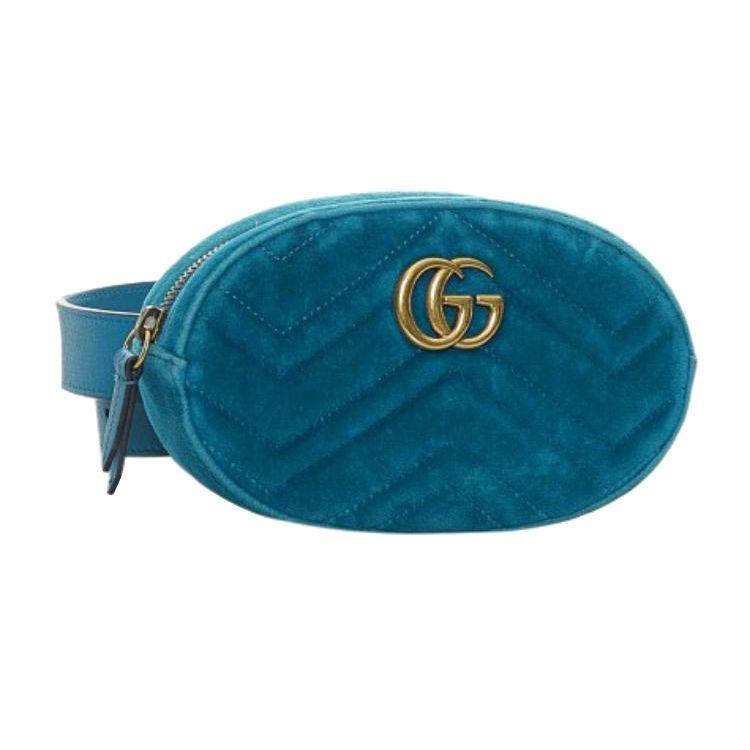 Gucci Сумка-пояс GG Marmont Стеганая Бархатная Бирюзовый Ежедневная Вечеринка 476434-9FRDT-4462