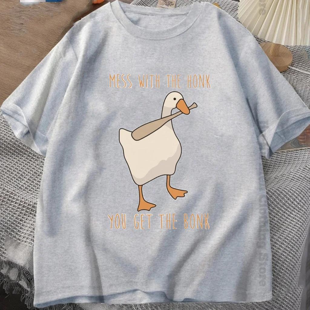 Летние модные мужские футболки с забавными топами без названия Goose Game для мужчин и женщин, хлопковая свободная футболка Mess With The Honk You Get The Bonk