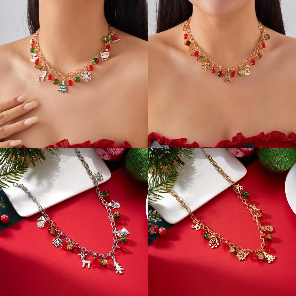 Cute Snowman Christmas Jewelry With Alloy Pendant For Holiday Gift