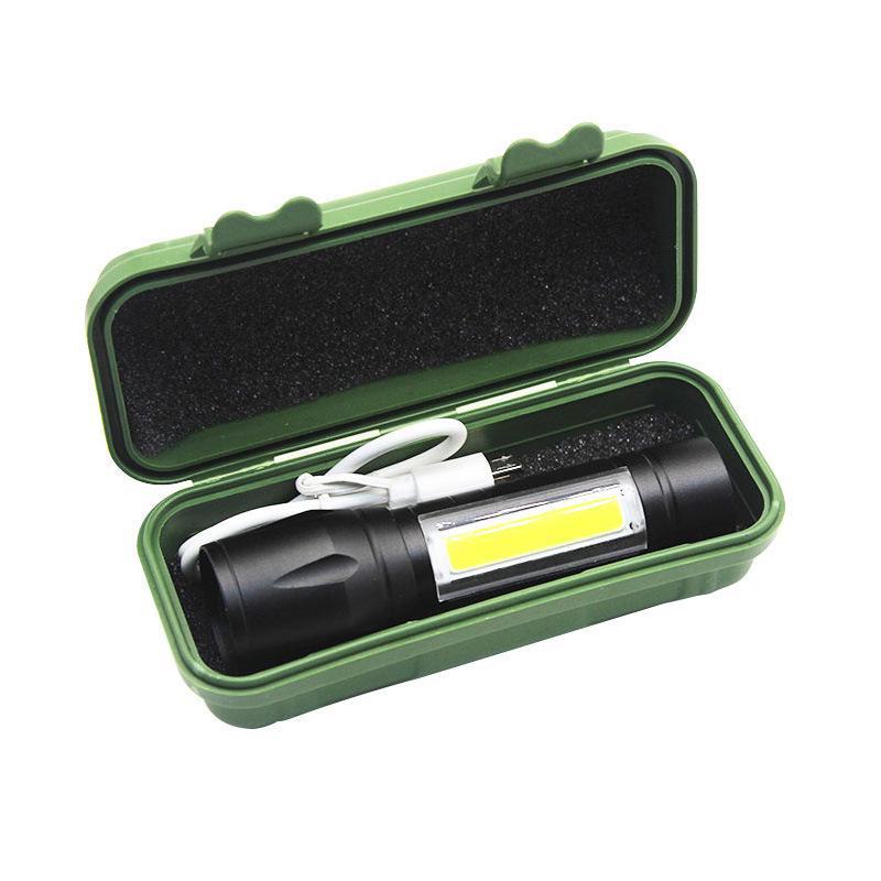Портативный многофункциональный USB-перезаряжаемый мини-фонарик COB с зумом из алюминиевого сплава