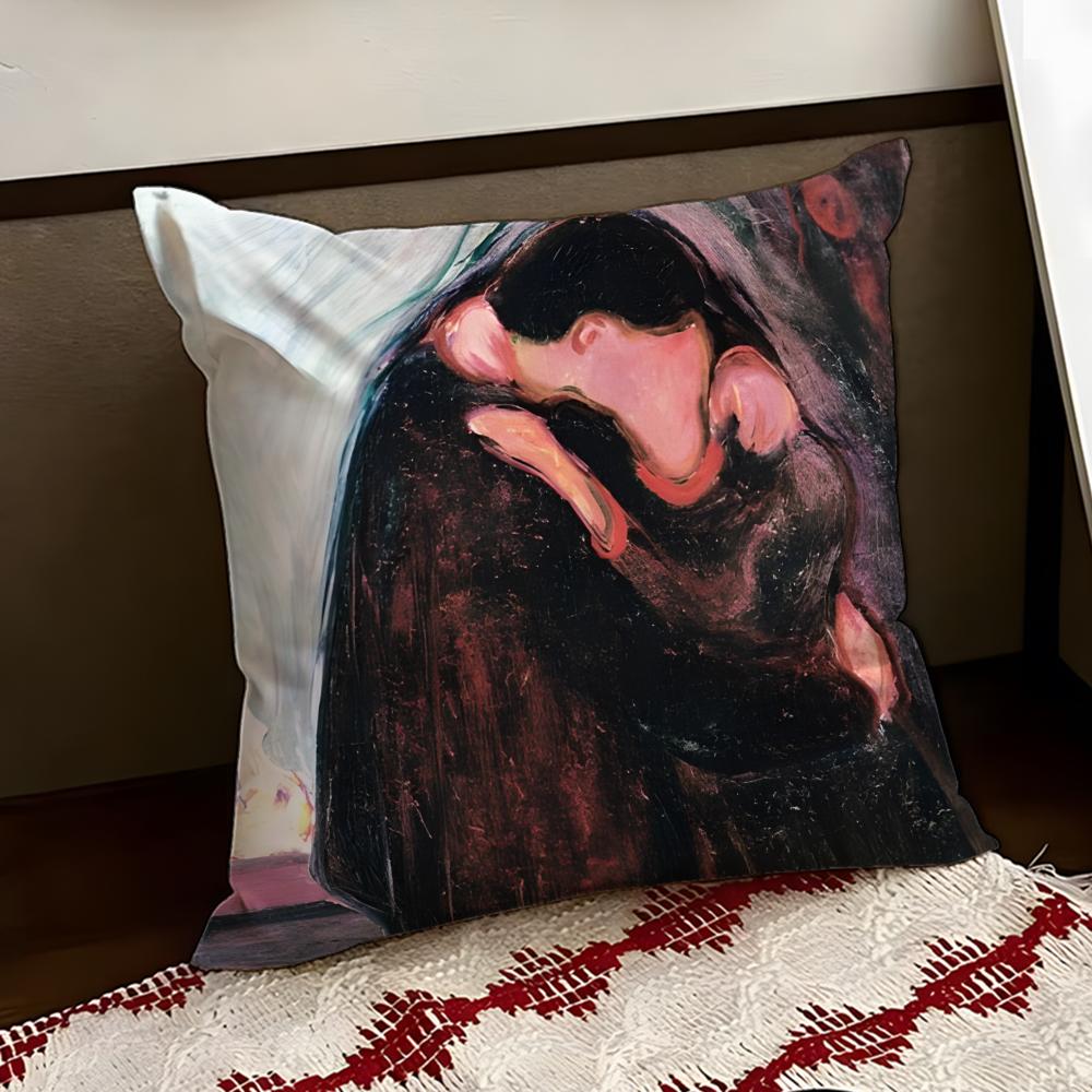 Art EEdvard MMunch Anxiety Cushion Cover Reversible Soft Durable Pillow Cover Home Car MultiScene Use for Daily Comfort