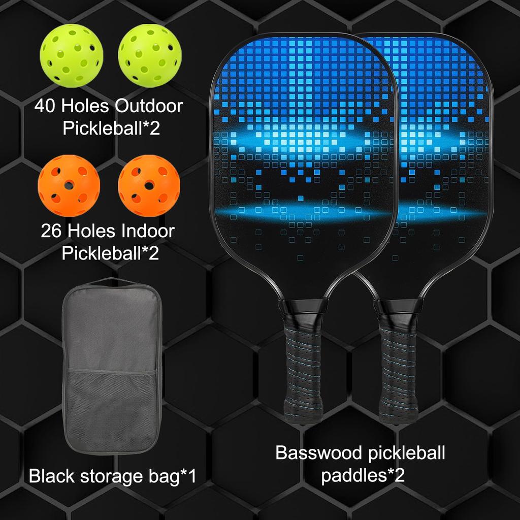 PATIKIL Набор для пиклбола Одобрено USA Pickleball Профессиональный графитовый набор для пиклбола Полипропиленовый сотовый амортизированный 120 мм Портативный чехол - (USAPA) -