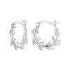 Bamoer 925 Sterling Silver Simple Leaf Ear Buckles Classic Leaves Hypoallergenic Hoop Earrings for Women Fashion Jewelry Gift