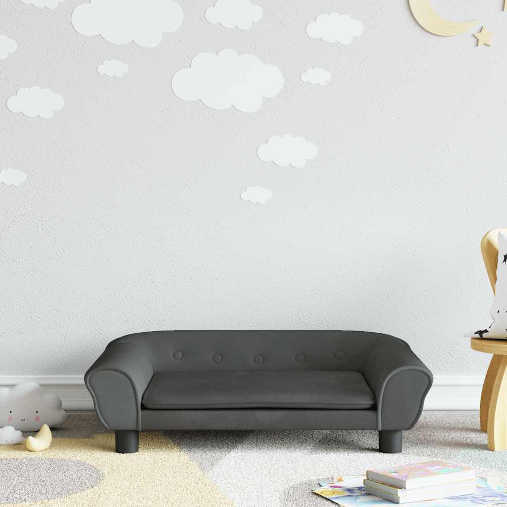 Vidaxl Sofa Dla Dzieci, Ciemnoszara, 70X45X26 Cm, Aksamit