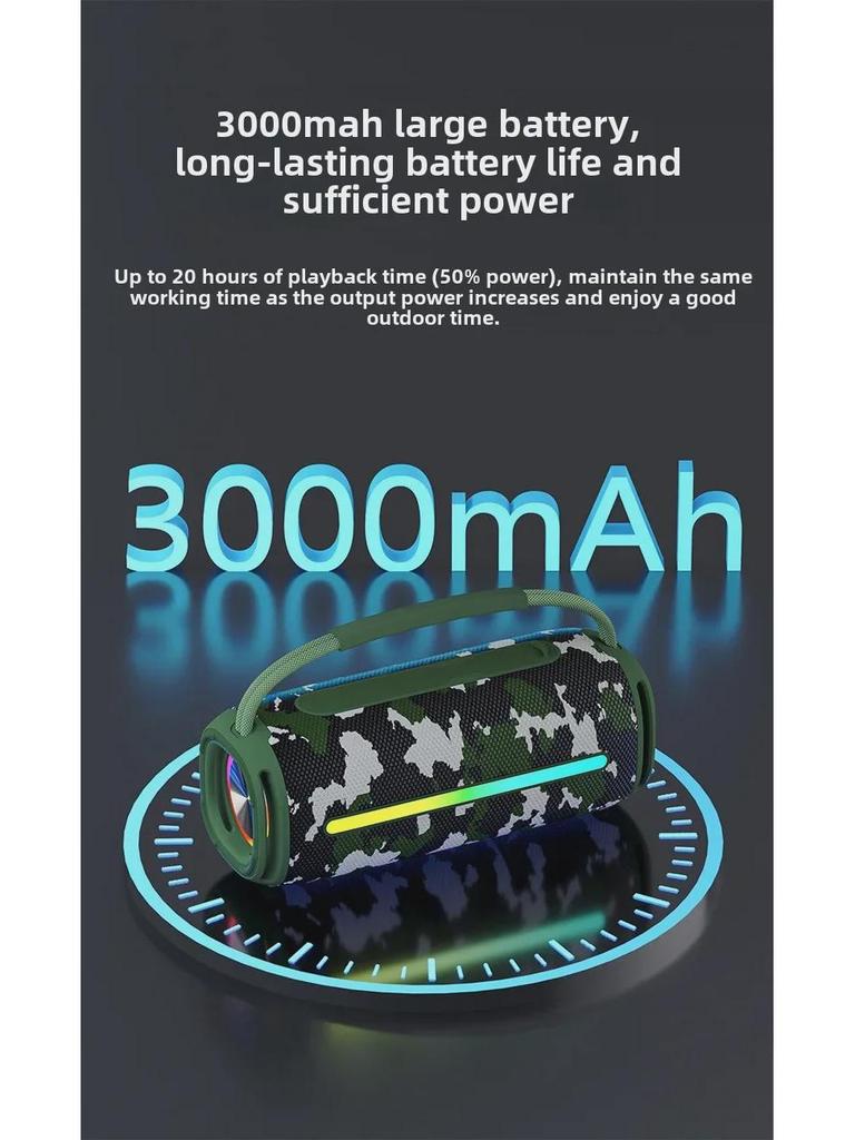 Портативный водонепроницаемый Bluetooth-динамик IPX6, сабвуфер высокой мощности 20 Вт с USB и слотами для карт для использования на открытом воздухе