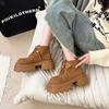 2025 Autumn New Retro Matte Leather Martin Boots Women's Shoes Platform Muffin Round Head Lace-up Locomotive Boots Short Boots Women