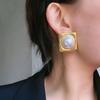European and American Fashion Personality Exaggerated Large Pearl Square Vintage Earrings for Women, Ins Temperament Metal Retro Earrings
