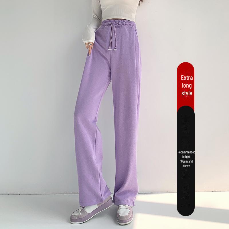 Женские спортивные брюки в американском стиле с высокой талией и широкими штанинами на шнурке, осенняя коллекция 2024 г.