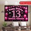 13th birthday background cloth crown and glitter confetti indoor and outdoor universal birthday party decoration banner