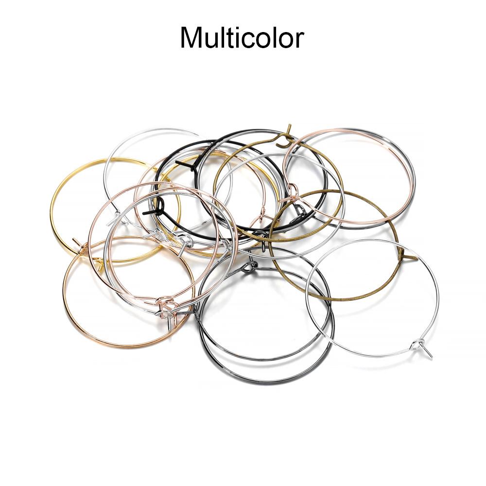 50pcs/lot 20 25 30 35 mm KC Gold Hoops Earrings Big Circle Ear Wire Hoops Earrings Wires For DIY Jewelry Making Supplies