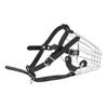 Dog Muzzle Stainless Steel Basket Leather Strap Breathable Prevent Biting Adjustable Muzzle for