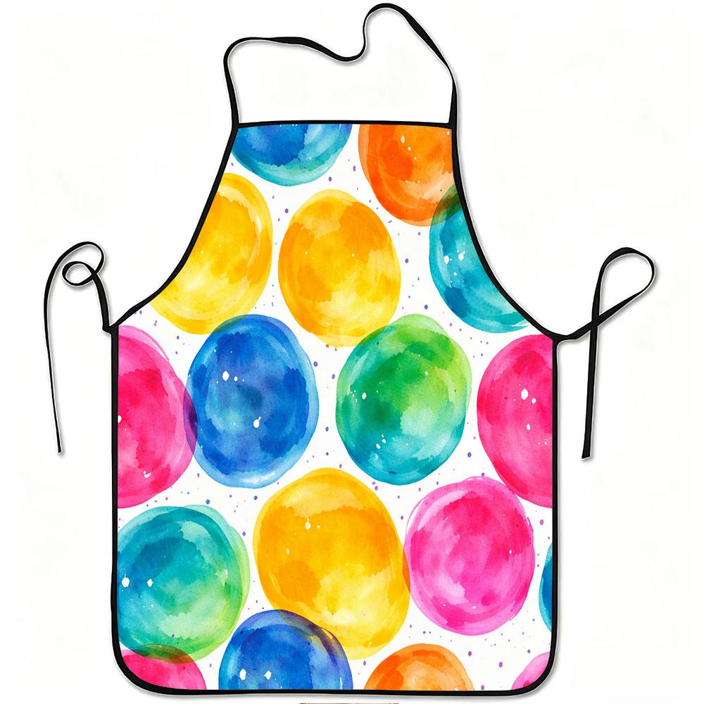 1pc Colorful Watercolor Circles Print Apron, Durable And Easy to Clean, Adjustable Waistband, Polyester Material, for Kitchen Cooking, Gardening, Orch