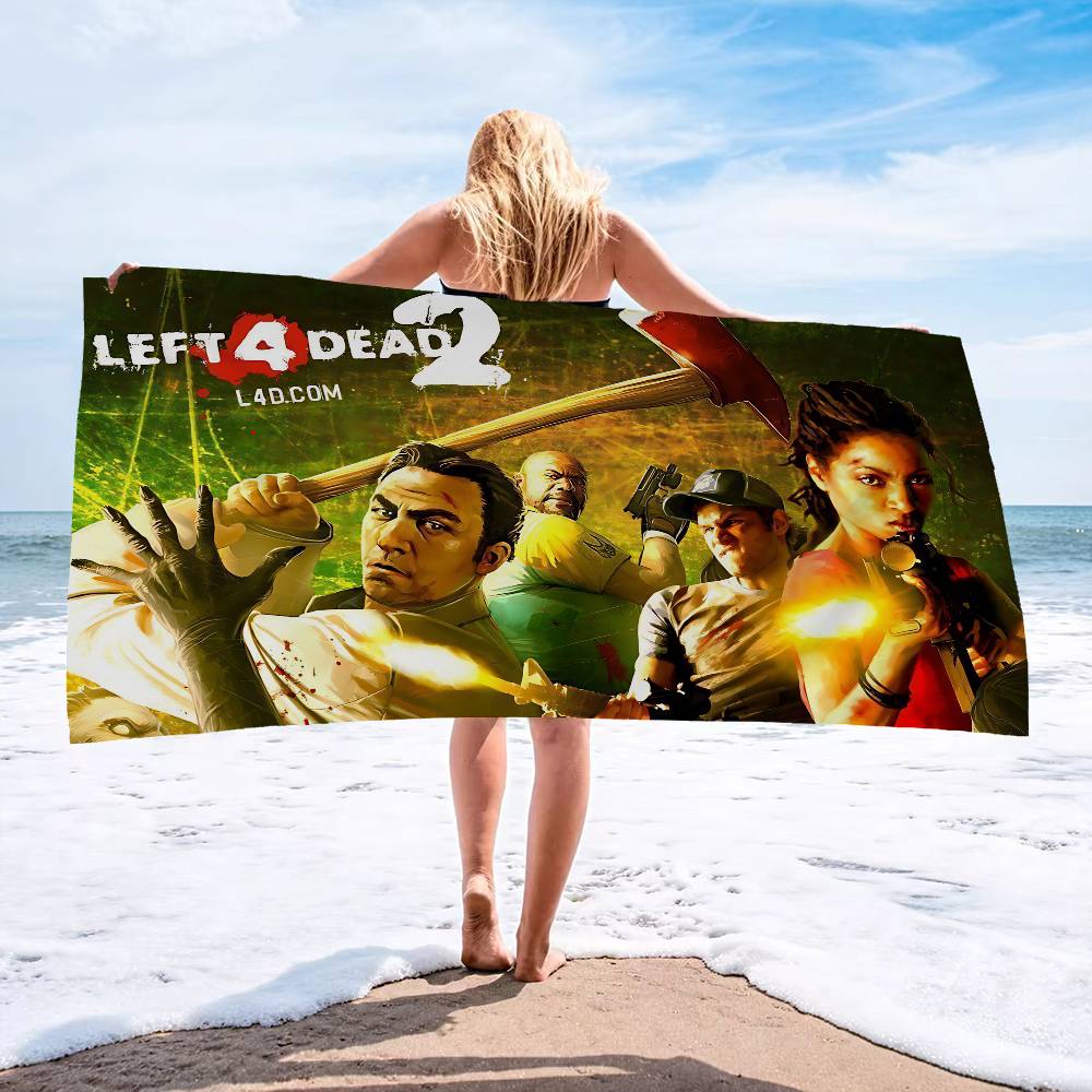 Горячая игра Left 4 Dead Большие пляжные полотенца из микрофибры Быстросохнущее полотенце Песчаные пляжные полотенца Полотенце для бассейна для путешествий Плавание Бассейн Йога