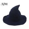 Vintage Pointed Witch Hat Women Hat, Foldable Wide Brim Knitted Cap, Halloween Cosplay for Autumn Winter, Themed Party Costume Accessory Sun