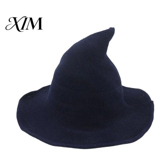 Vintage Pointed Witch Hat Women Hat, Foldable Wide Brim Knitted Cap, Halloween Cosplay for Autumn Winter, Themed Party Costume Accessory Sun