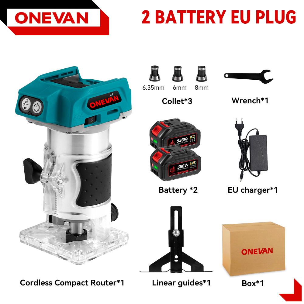 ONEVAN 5-скоростной бесщеточный электрический ручной триммер 1600 Вт беспроводной фрезер по дереву деревообработка гравировка прорезка пазов для Makita 18 В аккумулятор