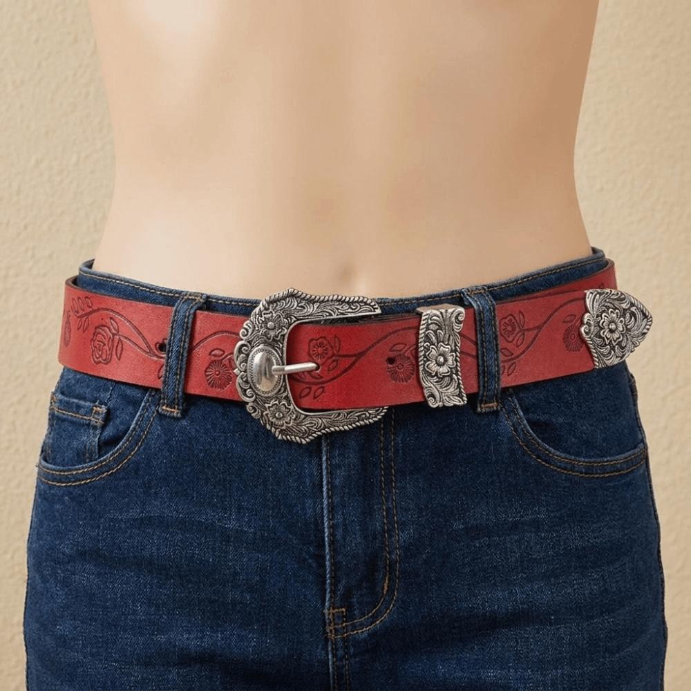 Y2K Western Style Belt PU Leather Women Waistband Simple Printed Belts Women