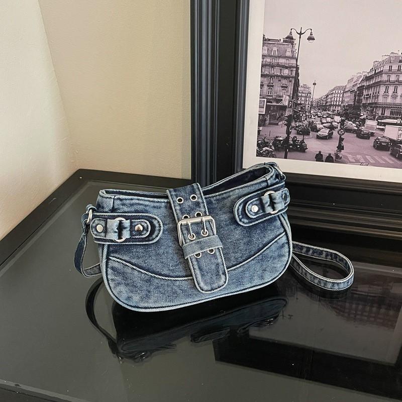 Stylish Denim Crossbody Bag Women Minimalist Urban Shoulder With Zip Inner Pocket