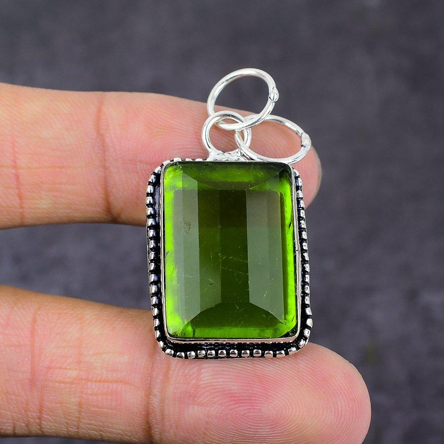 Ювелирный кулон ручной работы из стерлингового серебра 925 пробы с натуральным драгоценным камнем перидот 1,77 дюйма T0u20