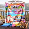 Fall Guys Flannel Blanket, Personalized Custom Name Text, Soft Warm Plush Throw Blanket For Gift