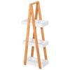 Bamboo Bathroom Shelf With 3 Tiers Storage Rack A Shaped Wooden Shelf 30x18x81 Cm Natural And White