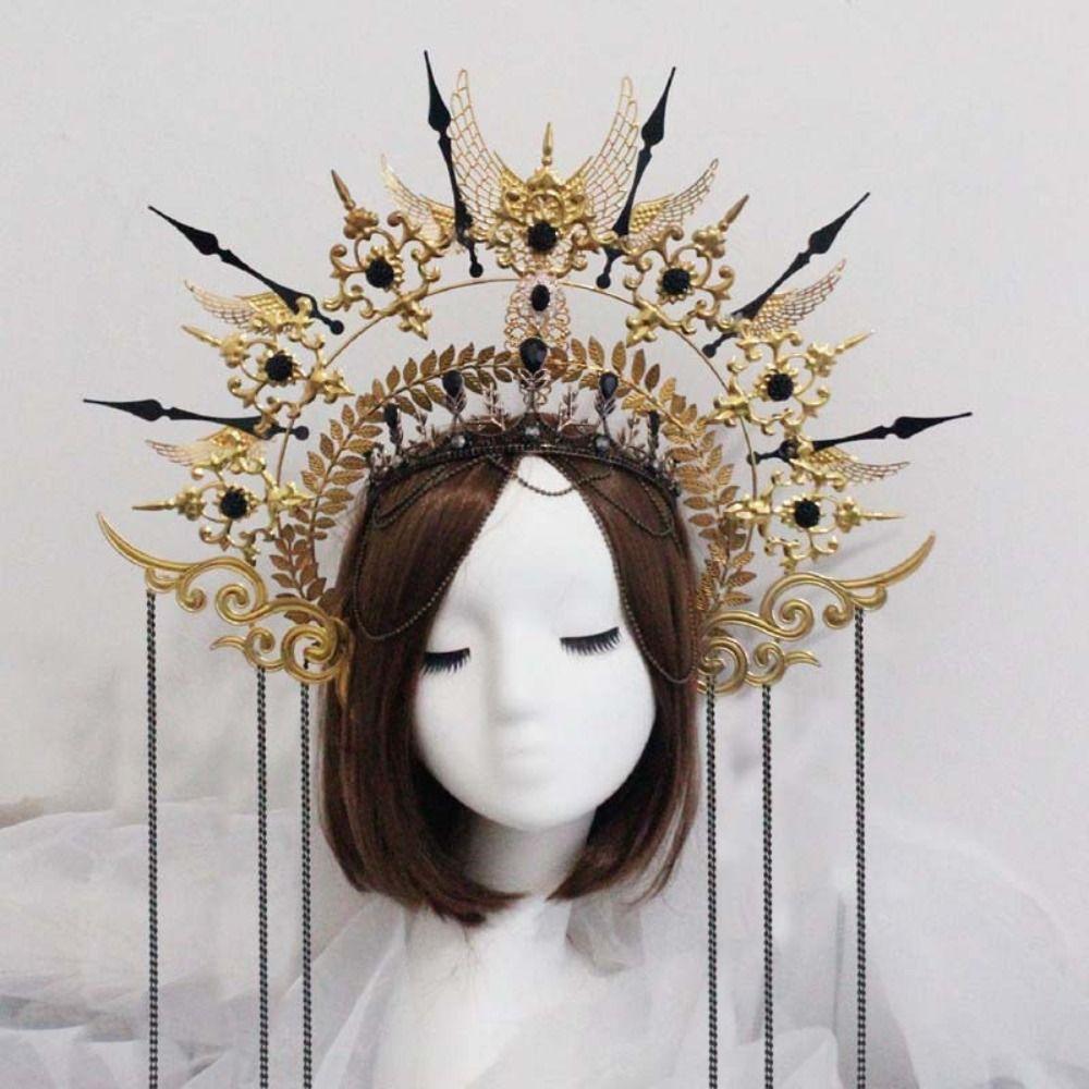 Vintage Handmade Gothic Lolita Tiara DIY Crown Material Kits Wedding Headpiece Sun Goddess Headwear