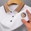 Men's Summer Ice Silk Embroidered Polo Shirt with Lapel