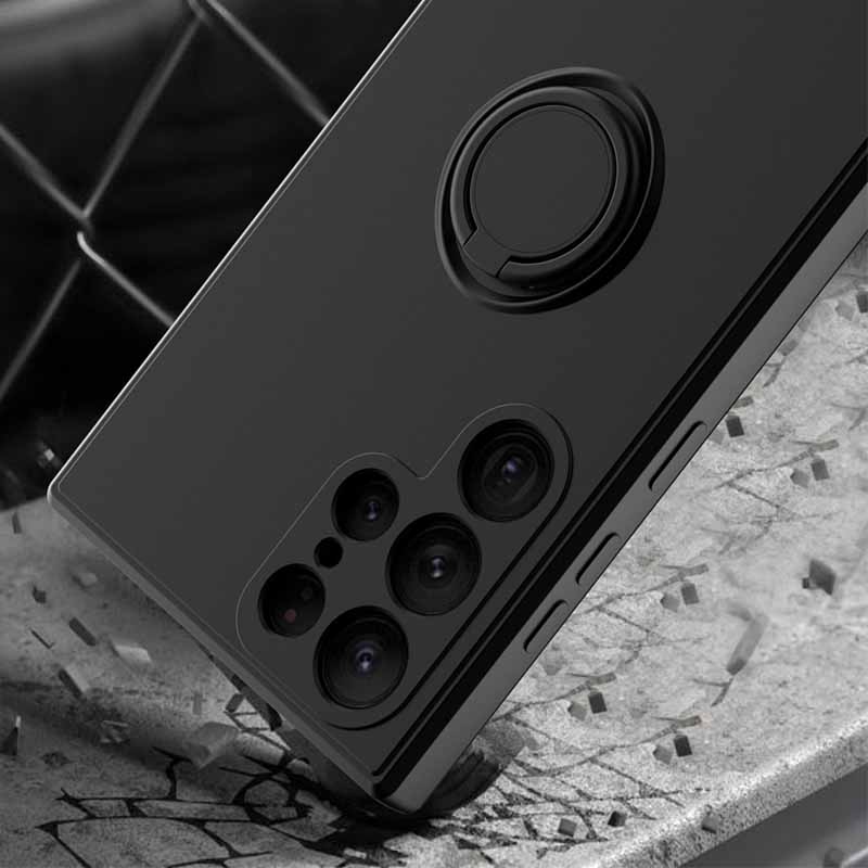 S24 Ultra 5G Magnetic Ring Phone Folding Stand Cover For Samsung Galaxy S24 S25 S23 Ultra Plus S21 FE Liquid Silicone Matte Case