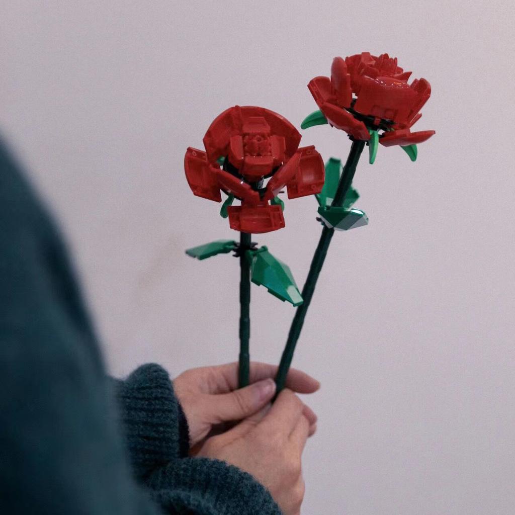 Букет роз, строительные блоки, городской романтический комплект, подарки на день учителя, сборные кирпичи, игрушки для девочек и мальчиков