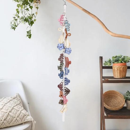 Бохо Органайзер для заколок для волос Плетеный Вертикальный Держатель для крабов для волос с 20 металлическими