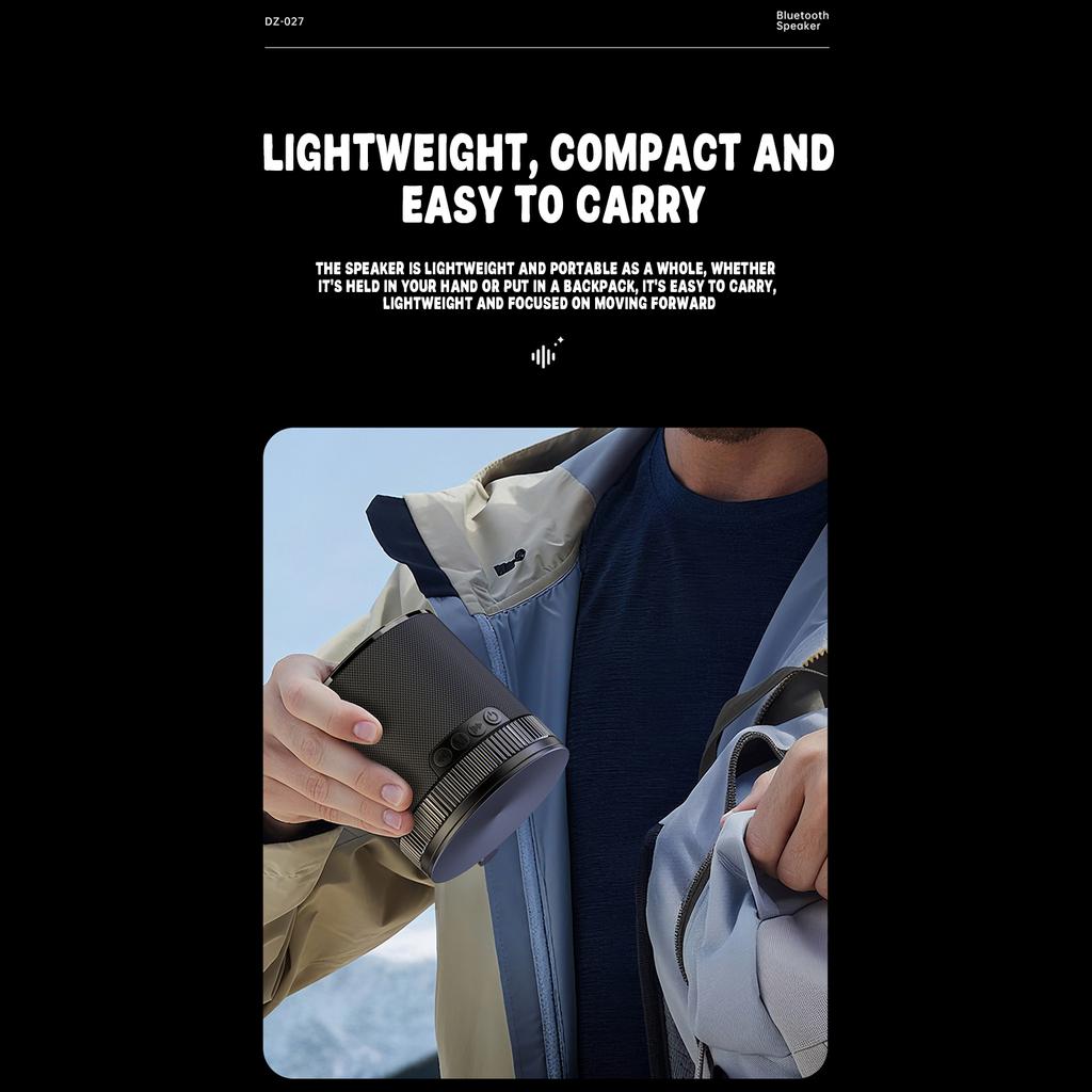 Water Proof Bluetooth Speaker With Lighting,small Wireless Speaker ,volume Knob & 360° Sound. Portable For Home, Outdoors & Bathroom