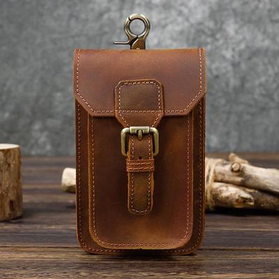 Мужская поясная сумка из натуральной кожи - Crazy Horse Cowhide Waist и чехол для телефона