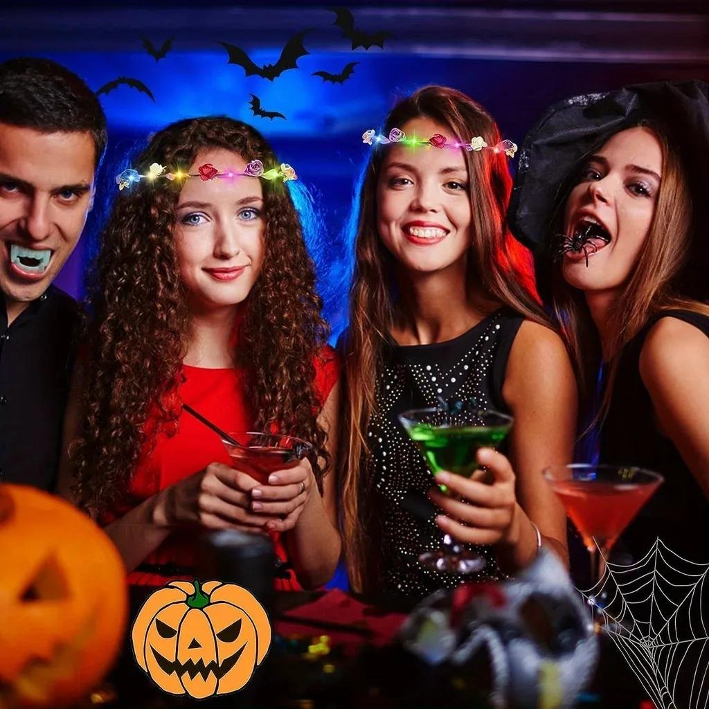 10 шт. светодиодных цветочных коронок, ободков для волос, светящихся цветочных корон, цветочных гирлянд, цветочных головных уборов, цветочных головных уборов для женщин и девочек, аксессуаров для волос