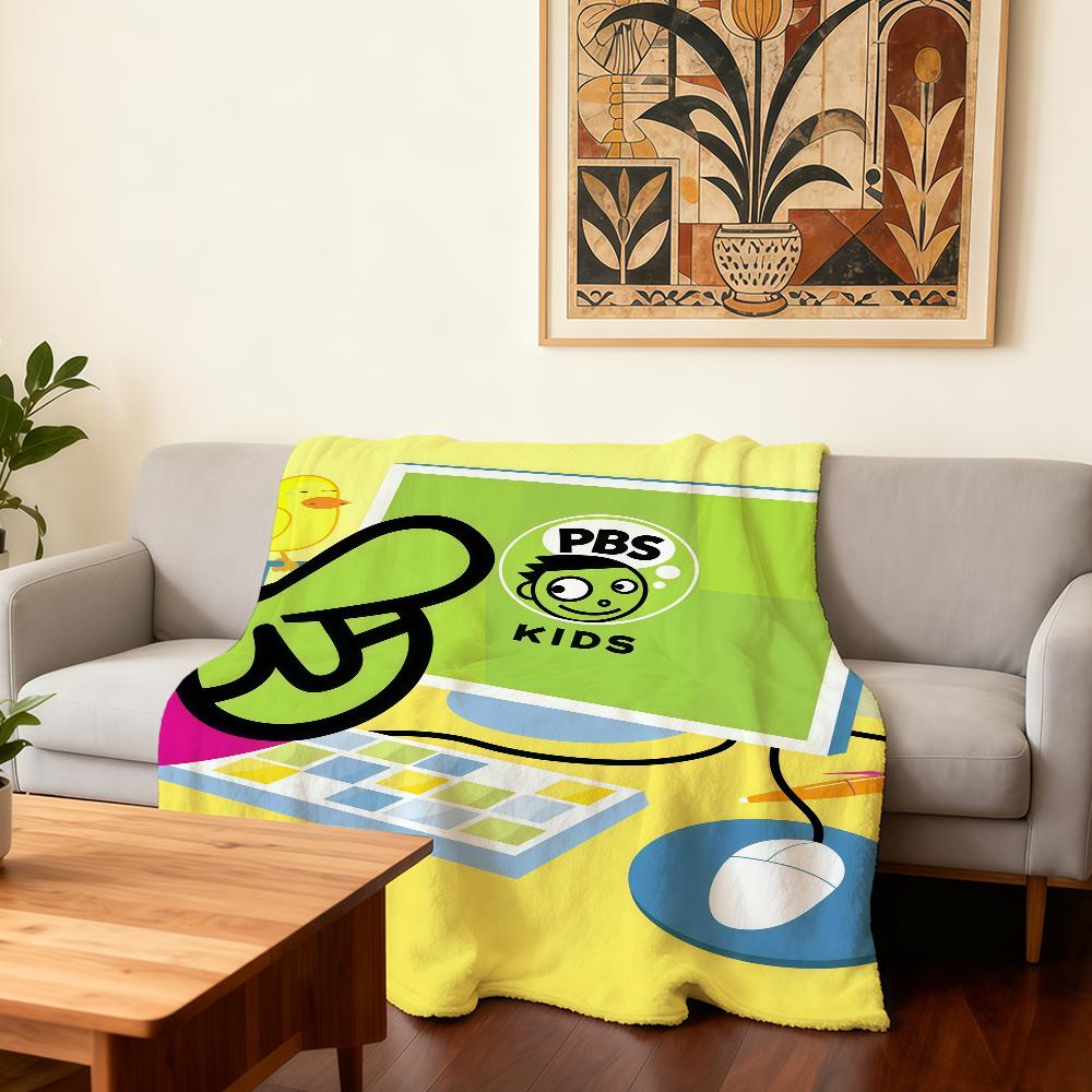 Мультяшное одеяло с логотипом P-PBS Kids, супер теплое, комфортное, плюшевое покрывало, детский домашний диван, спальня, подарок