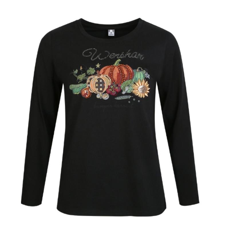 Футболка с длинными рукавами, женская, весенне-осенняя мода, вышитая хлопковая блузка, женская рубашка-бомбер